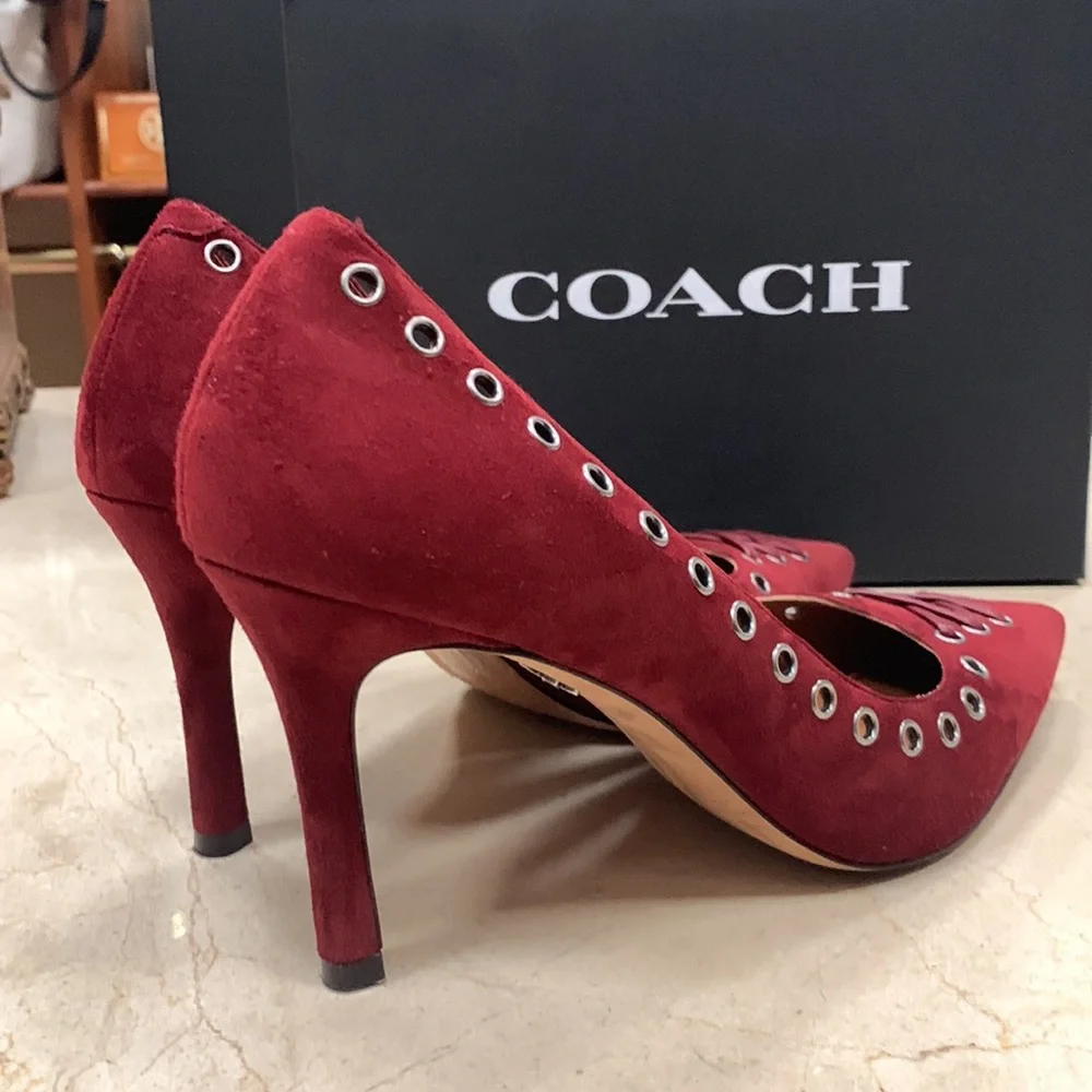 COACH VARICK LACE-UP PUMP IN MERLOT WITH 85MM HEEL SIZE US 8 - Picture 8 of 11